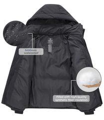 Wantdo men's quilted winter jacket back-view highlights a sleek silhouette for versatile wear.