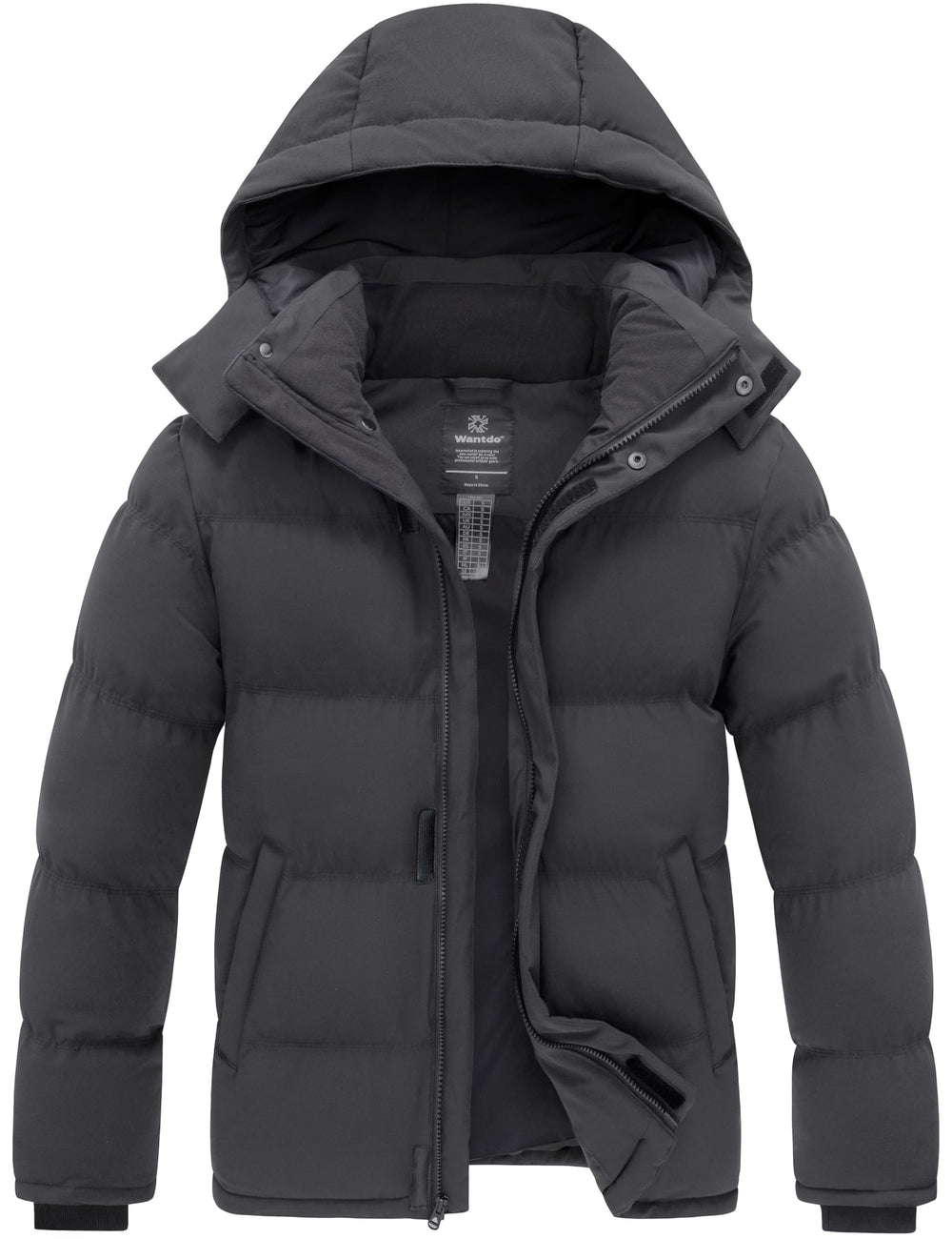 Wantdo men's quilted winter jacket front view highlighting cozy warmth for frigid commutes.