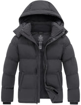 Wantdo men's quilted winter jacket front view highlighting cozy warmth for frigid commutes.