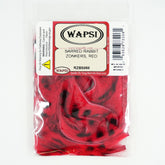 Wapsi Barred Rabbit Zonker Strips in red, ideal for lifelike fly patterns.