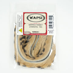 Wapsi Barred Rabbit Zonker Strips in tan, high-quality hides for realistic tying projects.