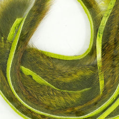 Wapsi Pine Squirrel Zonkers chartreuse closeup 2ft enhances fly visibility.
