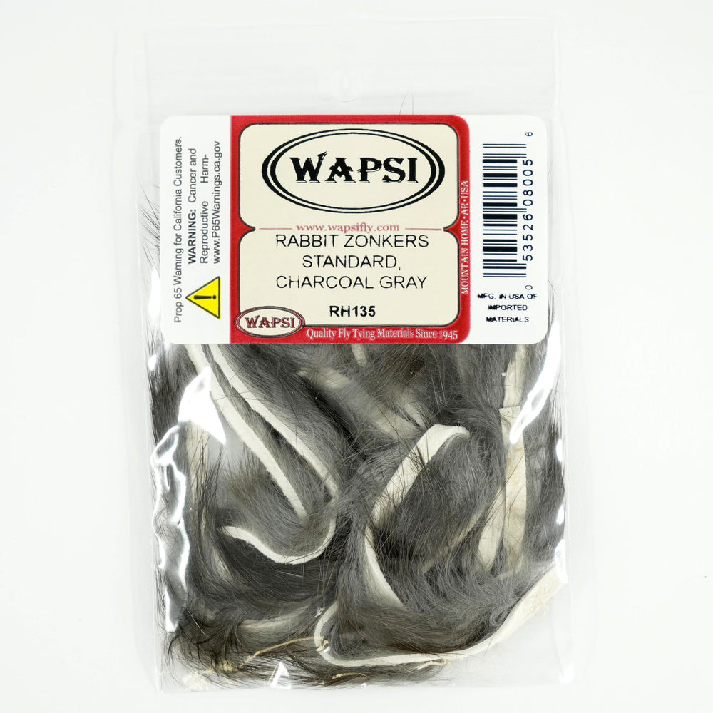 Wapsi Rabbit Fur Zonker strip closeup showing lifelike streamer tails for fly tying.