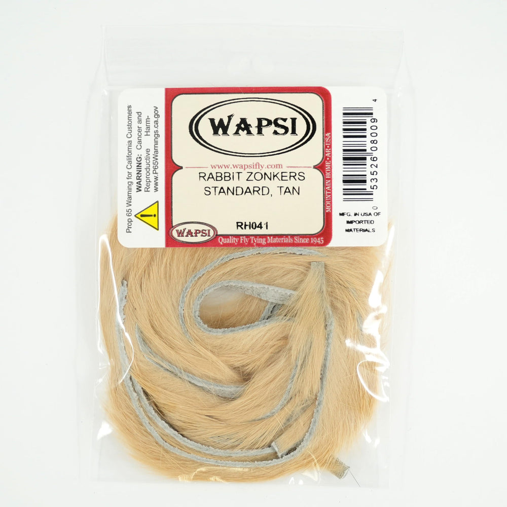 Wapsi Rabbit Zonker Strips Tan pack for versatile fly tying.