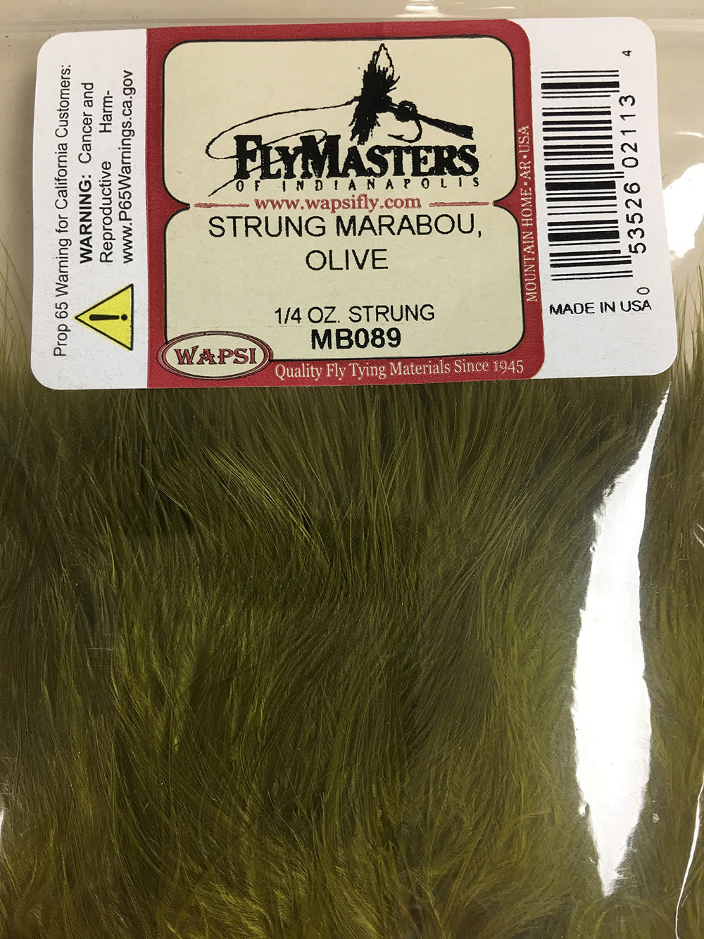 Wapsi Strung Marabou Olive, versatile feather for colorful fly patterns and smooth motion
