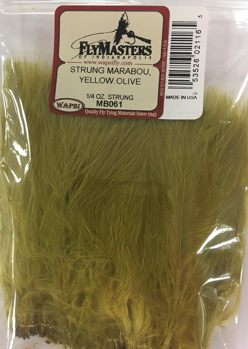 Wapsi Strung Marabou Yellow Olive bundle for versatile fly tying with vivid color options
