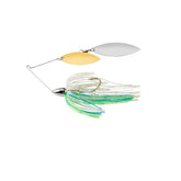 War Eagle Custom Lures nickel frame double willow spinnerbait with blue herring skirt for bass attraction