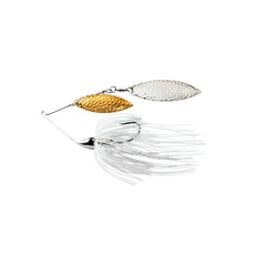 War Eagle Custom Lures nickel frame hammered double willow spinnerbait with white-silver skirt ideal for clear water