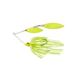 War Eagle Custom Lures painted head spinnerbait in chartreuse with double willow blades for dirty water visibility