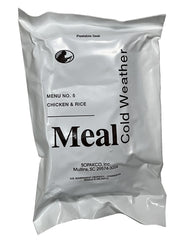 Wardog Surplus Chicken and Rice MRE Menu 5, ready-to-eat field meal for cold weather environments
