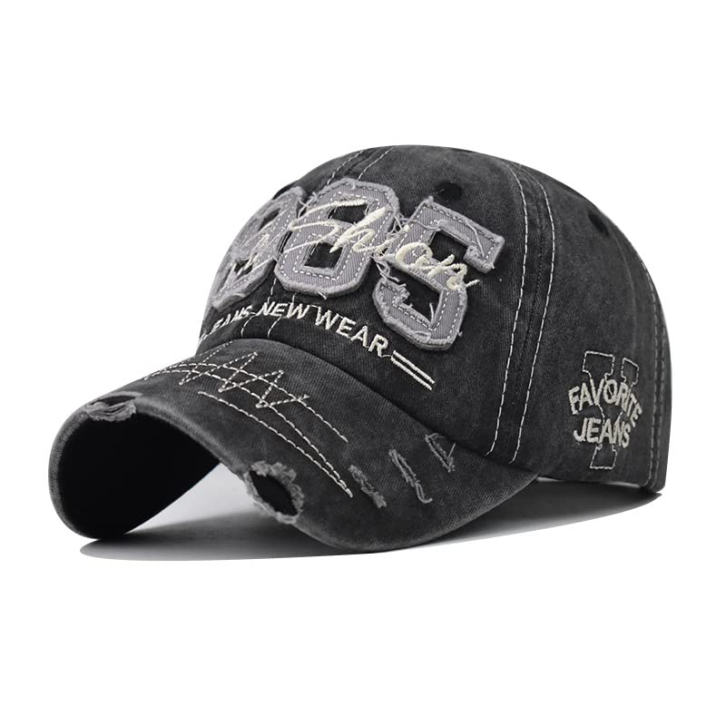 Washed Baseball Cap black front view for versatile daily wear.