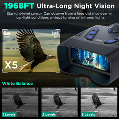 WASOCA Night Vision Goggles built-in 10000mAh battery supports long camping sessions.