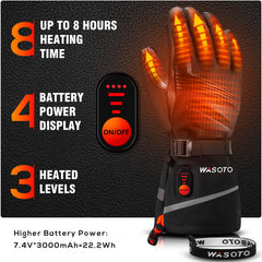 WASOTO heated gloves feature carbon-fiber heating wire for flexible, rapid warmth.