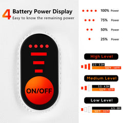 WASOTO heated mittens battery display showing power level for easy heat control