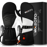 WASOTO heated mittens front view showing ergonomic fit for winter activities