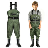 Wasserflux Kids Chest Waders with adjustable straps for growing-room comfort during creek play.