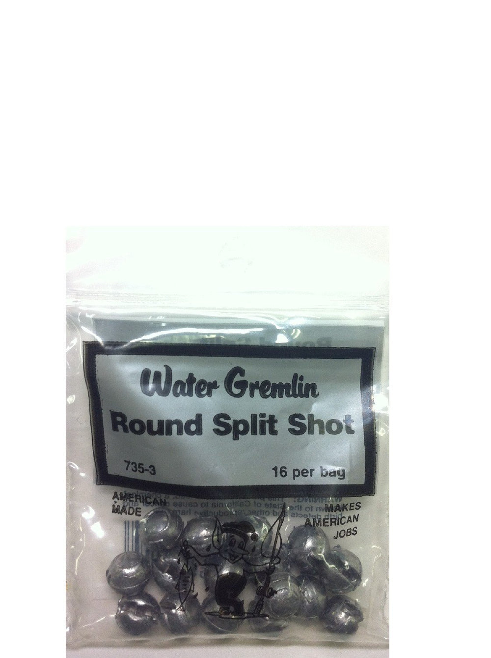Water Gremlin Company 735-3 Round Split Shot showing soft lead with hinge for line protection