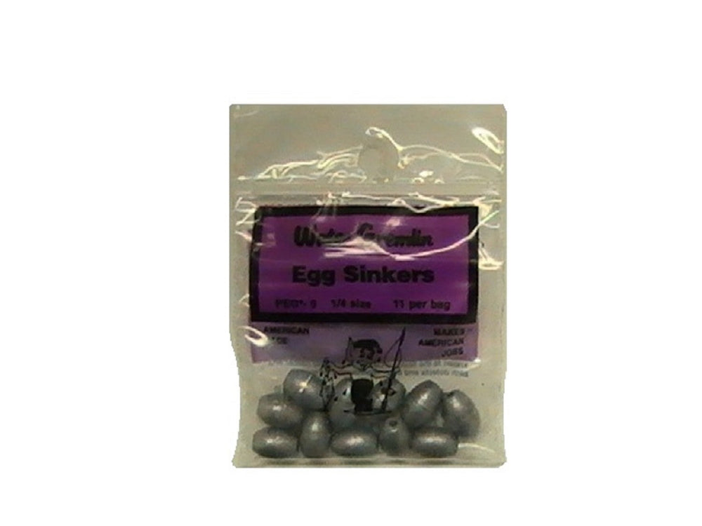 Water Gremlin Egg Sinker 1/4 oz in pouch aids smooth line movement through weeds