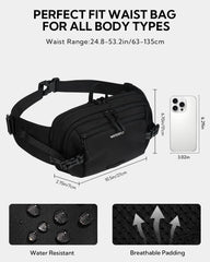 Waterfly 3L large fanny pack 3 compartments keeps items organized during travel.