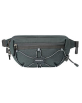 Waterfall lightweight small fanny pack front view with RFID protection and compact storage.