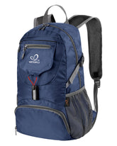 WATERFLY packable backpack folded compact, ideal for space-saving travel storage.