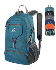 Waterfly packable backpack folded compactly for suitcase packing.