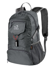 Waterfly packable backpack folded for compact storage, ideal for luggage.
