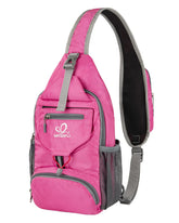 Waterfly packable crossbody sling backpack in hiking setup with durable water-resistant nylon