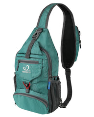 WATERFLY packable crossbody bag front view with quick-access zipper pocket for easy use
