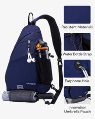 WATERFLY sling bag side water bottle holder for easy access