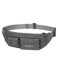 Waterfly small crossbody fanny pack gray strap holds essentials on the go.