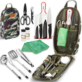 Wealers camp kitchen utensil set in compact case keeps tools neatly organized for outdoor cooking.