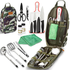 Wealers camp kitchen utensil set in compact case keeps tools neatly organized for outdoor cooking.