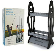 Wealers vertical rod holders side view shows dual storage for 16 poles.