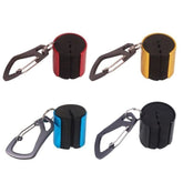 Four wearable fishing rod holder clips in assorted colors