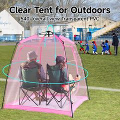 Weather Proof Pod sports tent open configuration pink demonstrates fast setup