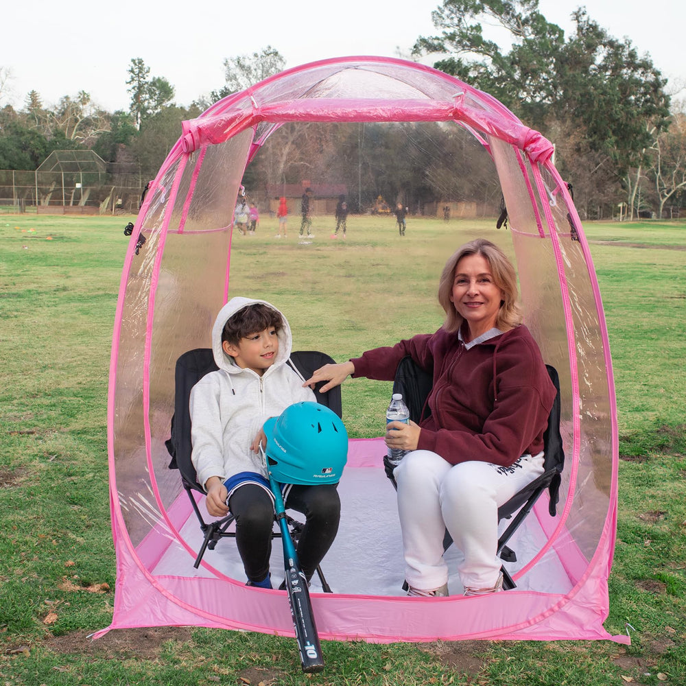 Weather Proof Pod sports tent setup demonstrates quick pop-up shelter for events.