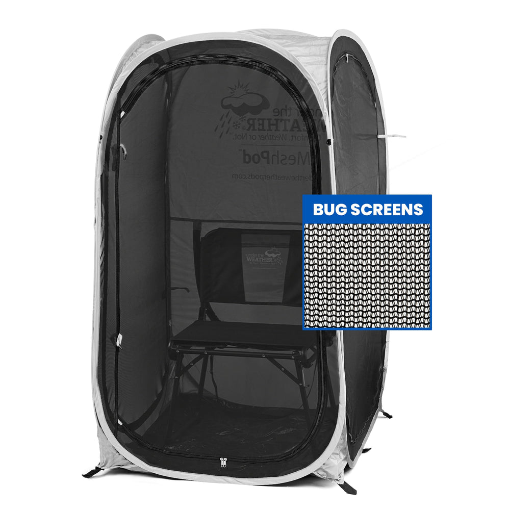 WeatherPod original pop-up front view shows instant setup for bug-free outdoor moments.