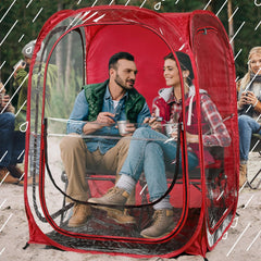 WeatherPod red side view provides wide field visibility and weather protection.