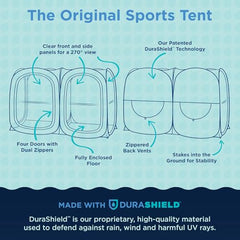WeatherPod tailgating-friends-use creates a cozy shelter for snacks and spectators.