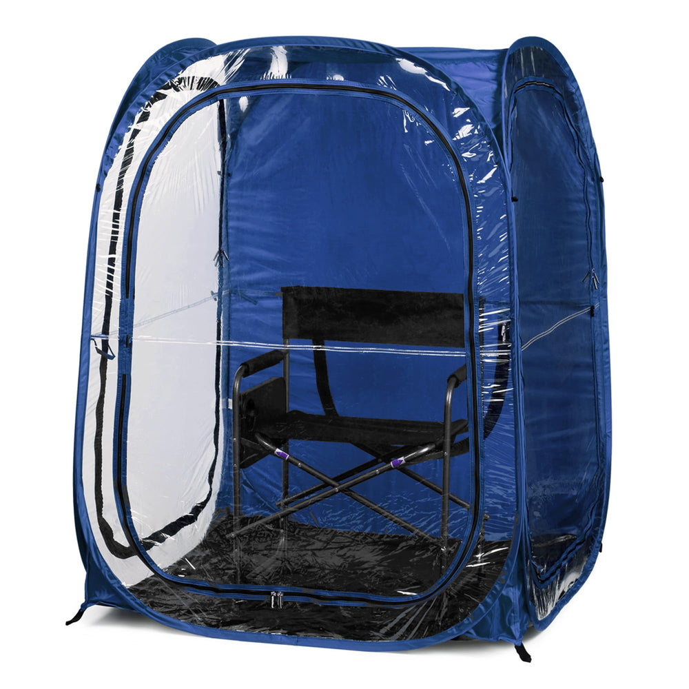 WeatherPod XL pod open side view with quick shelter from rain and wind