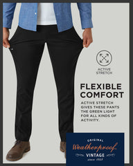 Weatherproof Vintage hiking pants black back pocket with zip for secure items during travel