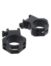 Weaver four-hole skeleton ring assembly offers sturdy rail mounting with reduced weight for steady aiming.