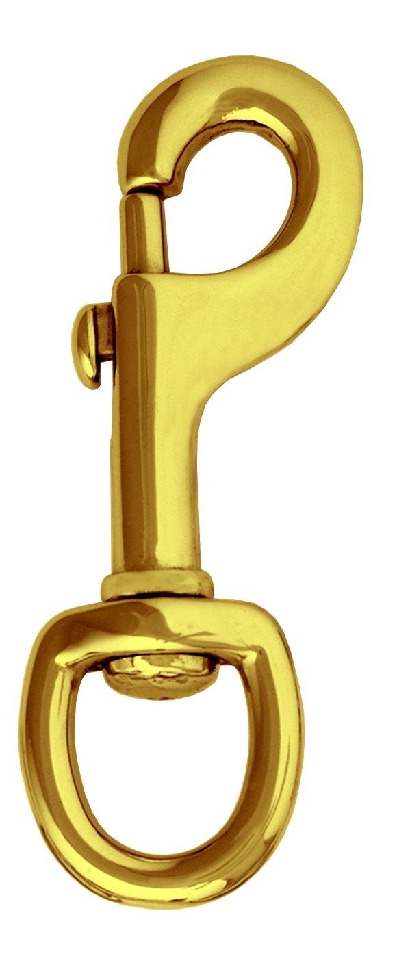 Weaver Leather #225 round swivel snap in solid brass, front view, durable tack hardware