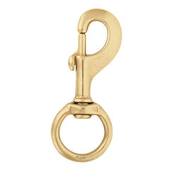 Weaver Leather #225 round swivel snap closeup showing smooth swivel action and brass finish