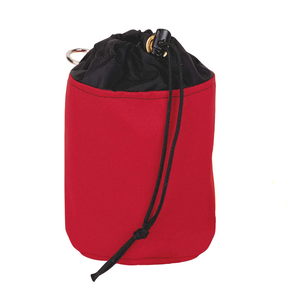 Weaver Leather Arborist throw line storage bag red front view with drawstring and rope organization