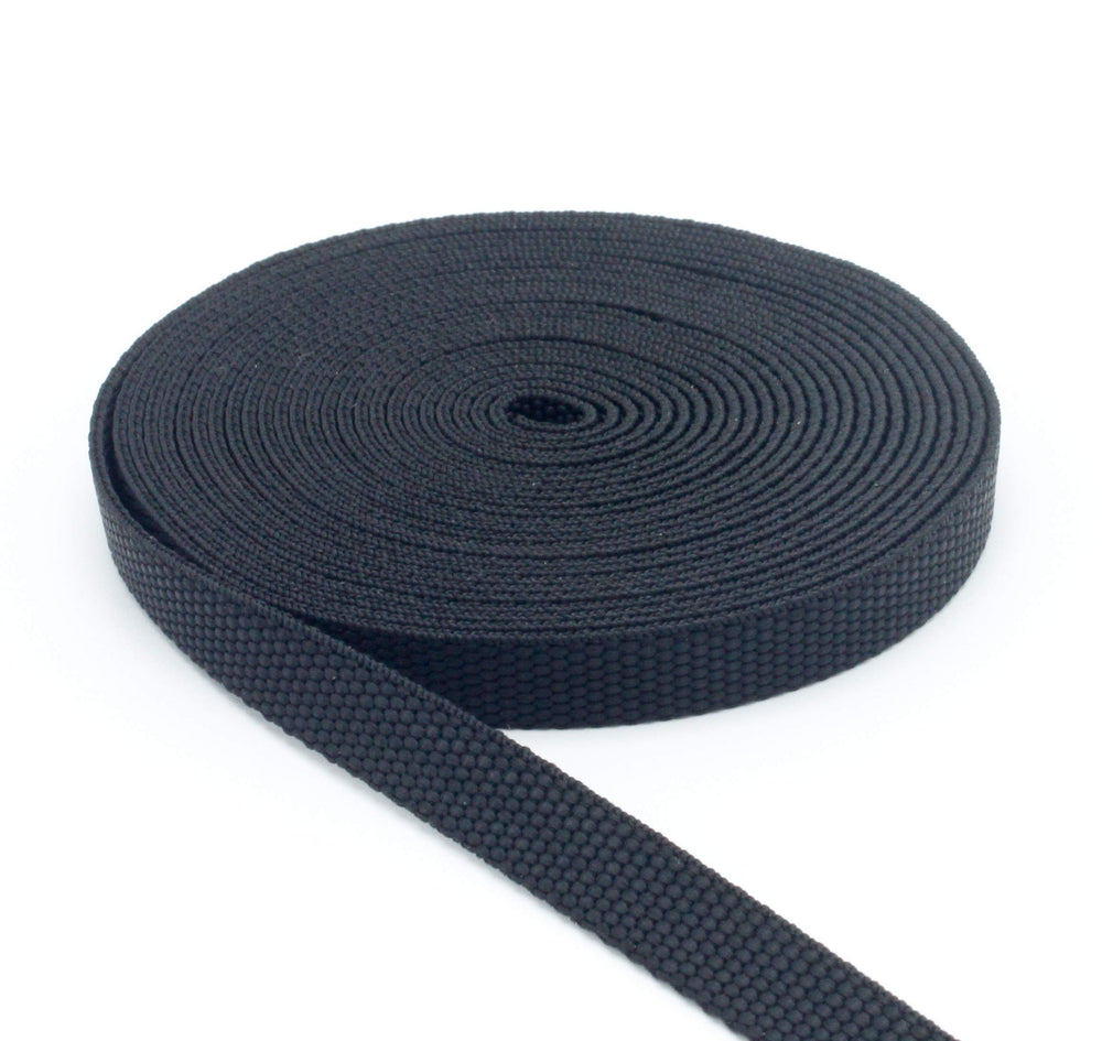 Webbing Plus nylon webbing half-inch black roll for durable DIY straps and outdoor gear.