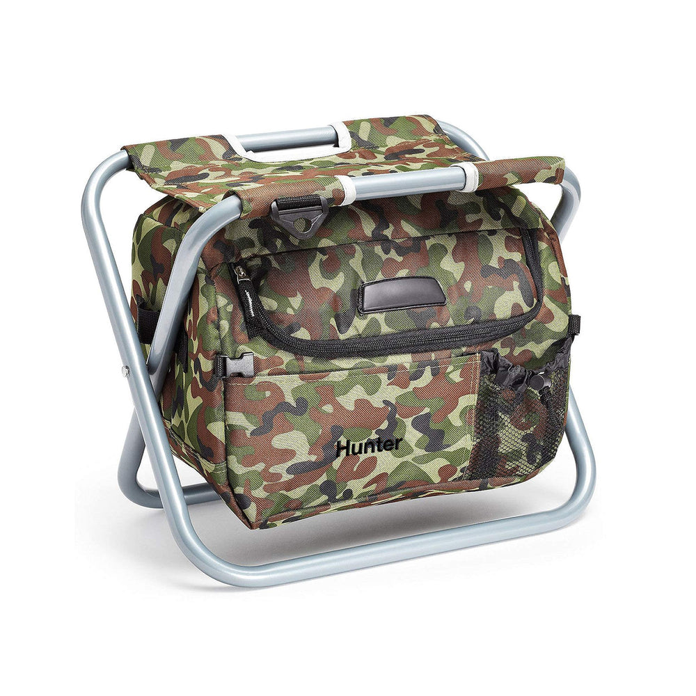 Weddingstar camouflage cooler chair collapsible for easy outdoor seating at events.