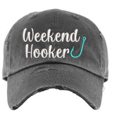Weekend Hooker Hat distressed cotton baseball cap with mesh back