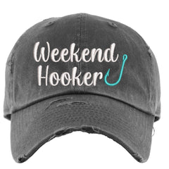 Weekend Hooker Hat distressed cotton baseball cap with mesh back